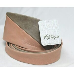 Free People ADA Boho Western Pink & Taupe Distress Leather Wrap Waist Belt NWT